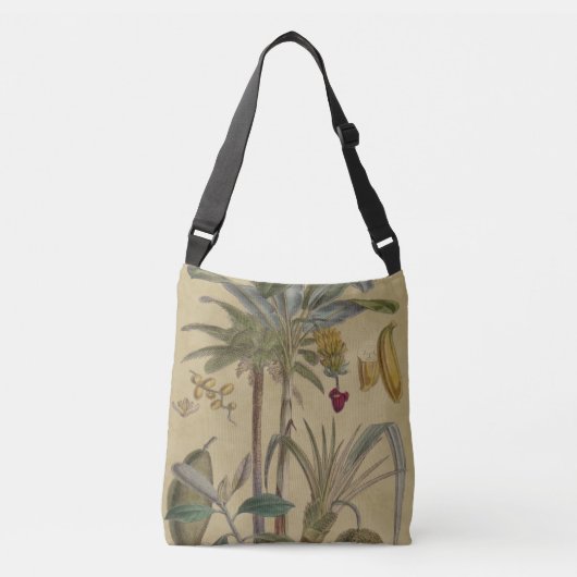 Palm Antique Tropical Frucht Botanische Kunst Tragetaschen Mit Langen Trägern (Vorderseite)