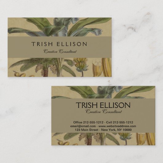 Palm Antique Tropical Frucht Botanische Kunst Visitenkarte (Vorne/Hinten)