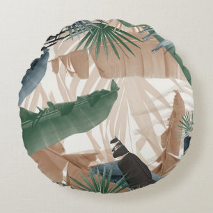 Palm Banana Blätter Bliss (Herbstfarben) 1 #tropic Rundes Kissen