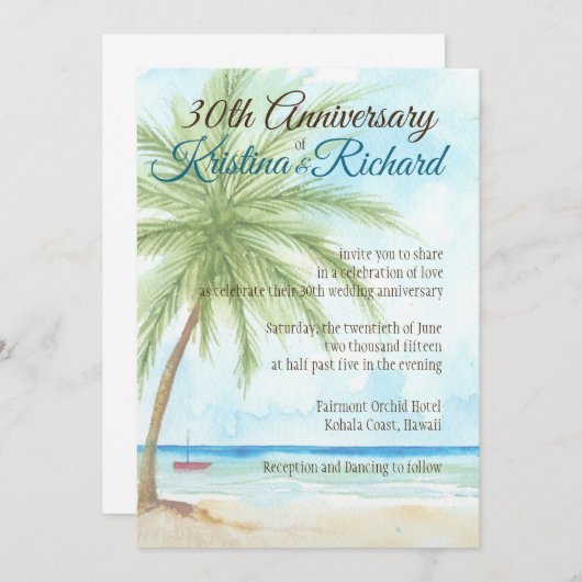 Palm-Baum-Jubiläum Einladung (Vorne/Hinten)