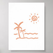 Palm-Baum und Strand-Boho-Druck Poster (Vorne)