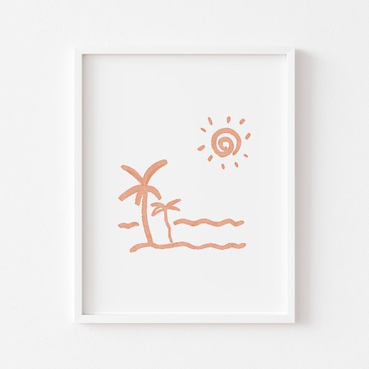 Palm-Baum und Strand-Boho-Druck Poster