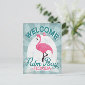 Palm Bay Florida Rosa Flamingo Retro Postkarte (Stehend Vorderseite)