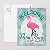Palm Bay Florida Rosa Flamingo Retro Postkarte (Vorne/Hinten)