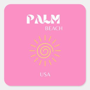 Palm Beach, Art der Reise, Preppy, Pink Quadratischer Aufkleber