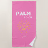 Palm Beach, Art der Reise, Preppy, Pink Strandtuch (Vorderseite)