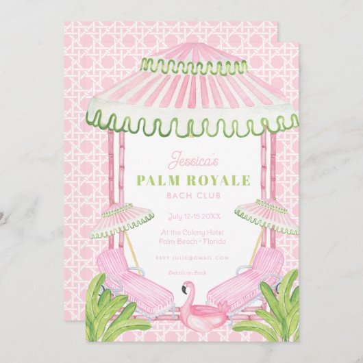 Palm Beach Cabana Bachelorette Weekend w Itinerary Einladung (Vorne/Hinten)