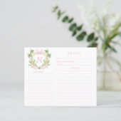Palm Beach Cabana Crest Monogram  Recipe Card (Stehend Vorderseite)