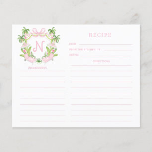 Palm Beach Cabana Crest Monogram Rezeptkarte
