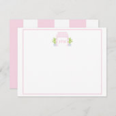 Palm Beach Cabana Monogram Flat Card Dankeskarte (Vorne/Hinten)