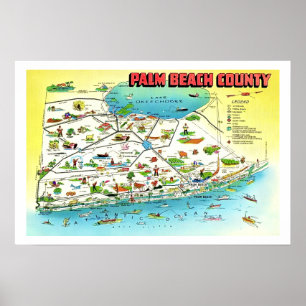 Palm Beach County 16x24 Karten Druck Poster