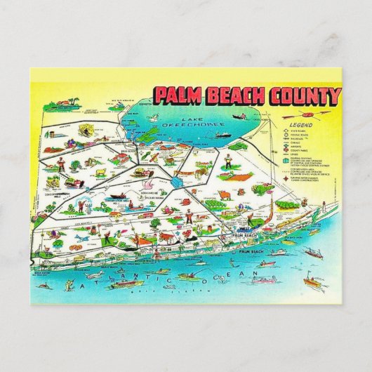 Palm Beach County Karte Postkarte (Vorderseite)