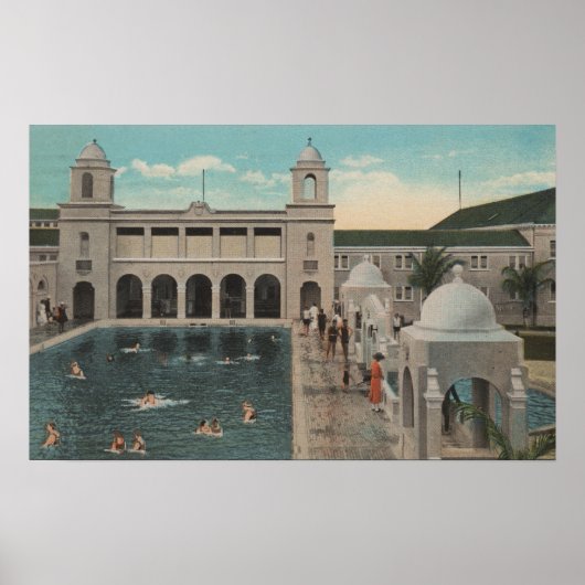 Palm Beach, FL - Außenansicht Pool & Casino Poster (Vorne)