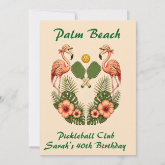 Palm Beach Flamingo Pickleball Geburtstagsfeier Einladung