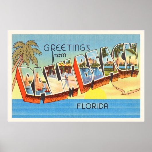 Palm Beach Florida FL Old Vintage Travel Souvenir Poster (Vorne)