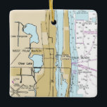 Palm Beach Florida Nautic Chart Keramikornament<br><div class="desc">Palm Beach und West Palm Beach Florida Weihnachtsschmuck mit NOAA nautical chart.</div>