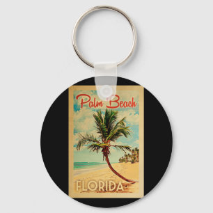 Palm Beach Florida Palm Tree Beach Vintage Travel Schlüsselanhänger