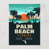 Palm Beach Florida Retro Sunset Souvenirs 60er Postkarte (Vorderseite)
