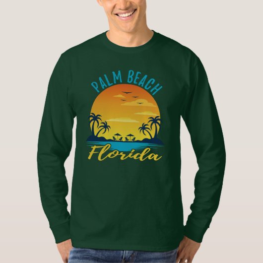 Palm Beach Florida Sunset Retro Urlaub T-Shirt (Vorderseite)