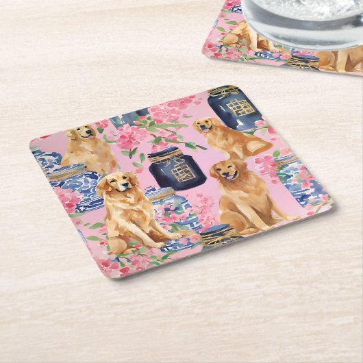 Palm Beach Golden Retrievers Ginger Jar Rechteckiger Pappuntersetzer (angewinkelt)