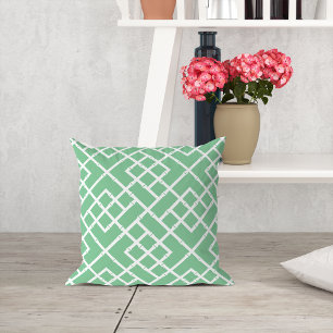 Palm Beach Green Geometric Bamboo Lattice Muster Kissen