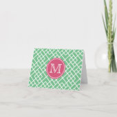 Palm Beach Green & Pink Geometric Bamboo Monogram (Vorderseite)