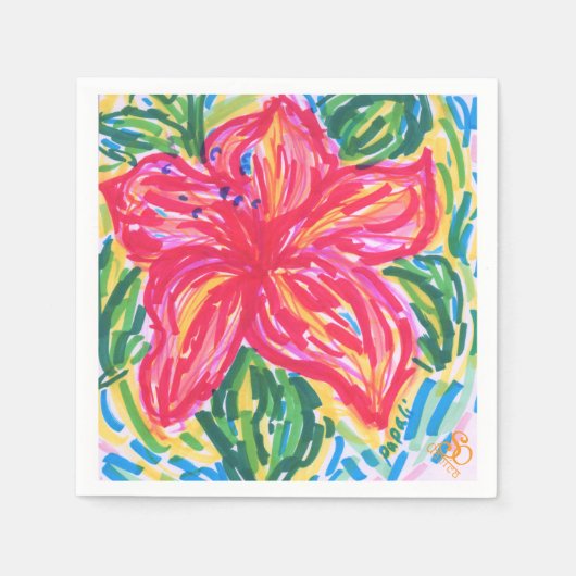 Palm Beach Hibiskus Serviette (Vorderseite)