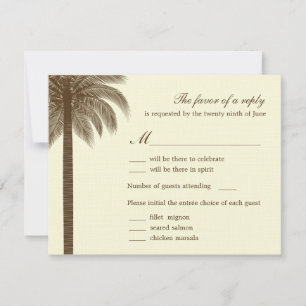 Palm Beach Hochzeit-/Reaktionskarten - braun RSVP Karte