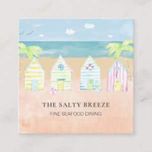 *~* Palm Beach Hut Sea Sand Bucket Essen Tropisch Quadratische Visitenkarte