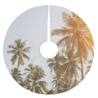 Palm Beach Landschaftliche Aussicht Polyester Weihnachtsbaumdecke