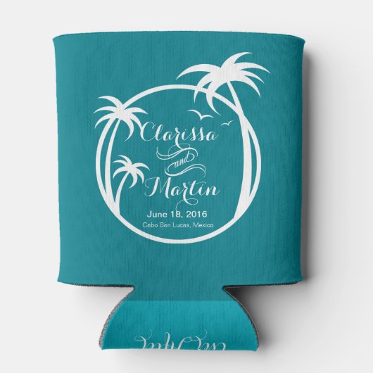 Palm Beach Logo | WÄHLEN SIE IHRE HINTERGRUNDFARBE Dosenkühler (Rückseite)