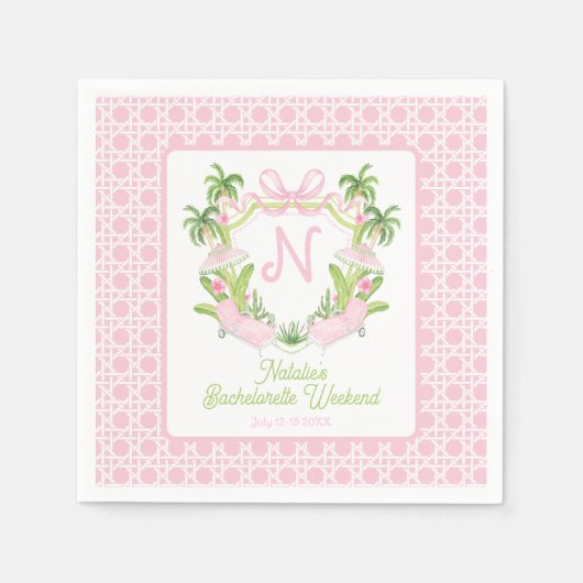 Palm Beach Monogram Crest Bachelorette Weekend Serviette (Vorderseite)