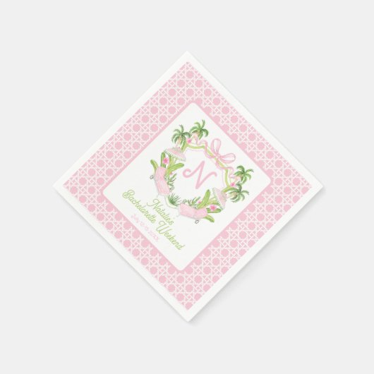 Palm Beach Monogram Crest Bachelorette Weekend Serviette (Ecke)