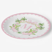 Palm Beach Pink Lounge-Möbel Monogramm-Wappen Pappteller (Schrägansicht)