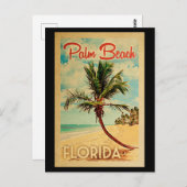 Palm Beach Postcard Florida Palm Tree Beach Retro Postkarte (Vorne/Hinten)