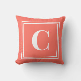 Palm Beach Preppy Coral Monogram Throw Pillow Kissen