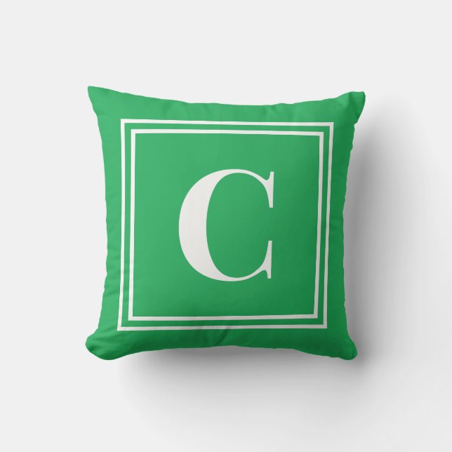 Palm Beach Preppy Green Monogram Throw Pillow Kissen (Vorderseite)