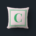 Palm Beach Preppy Monogram Throw Pillow Kissen<br><div class="desc">Add a bold pop of classic preppy style to your space with this Palm Beach preppy monogram throw pillow, featuring a large personalized initial framed by a vibrant double border on a soft pink background. Inspired by bright coastal resort style and timeless collegiate decor, this custom pillow brings personality and...</div>