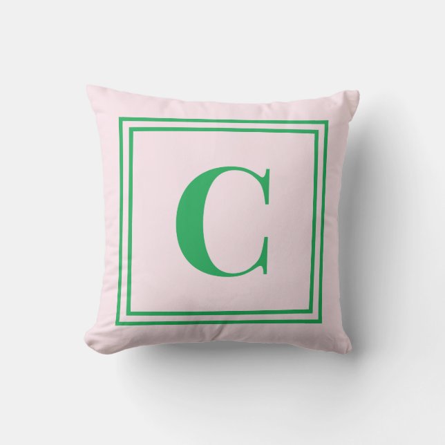 Palm Beach Preppy Monogram Throw Pillow Kissen (Vorderseite)