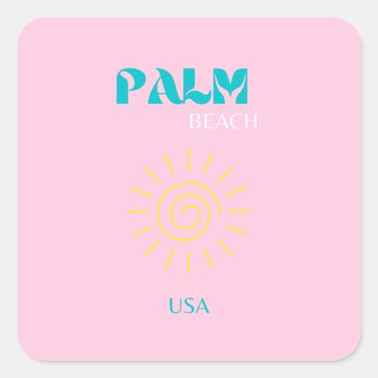 Palm Beach, Preppy, Preppy Art, Pink Quadratischer Aufkleber (Vorderseite)