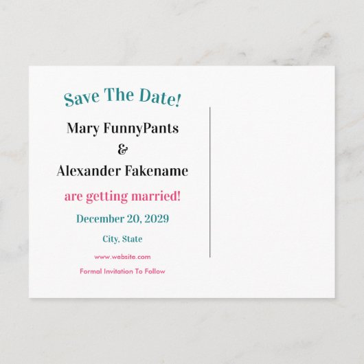 Palm Beach Save the Date Pink Flamingo Ankündigungspostkarte (Rückseite)