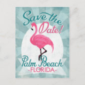 Palm Beach Save the Date Pink Flamingo Ankündigungspostkarte (Vorderseite)