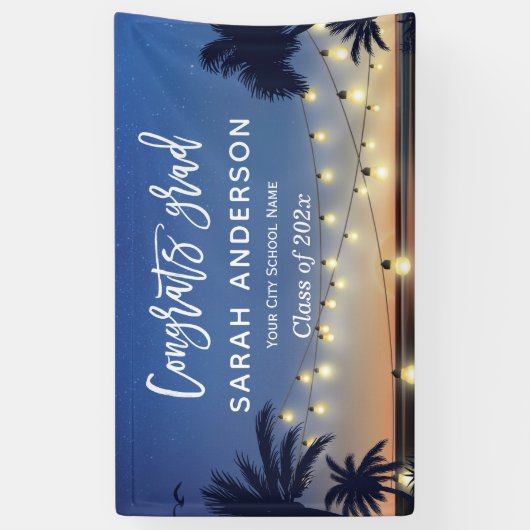 Palm Beach String Lights Glückwunschs Graduation P Banner (Vertikal)