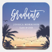 Palm Beach String Lights Graduate Abschluss Bevorz Quadratischer Aufkleber (Vorderseite)