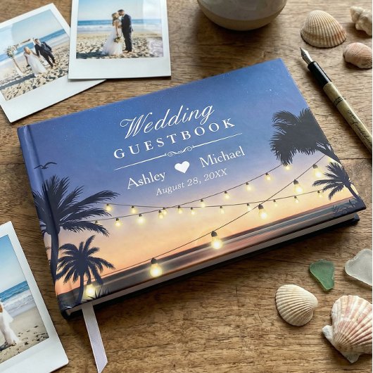 Palm Beach String Lights Hochzeit in Urlaubsort Gästebuch