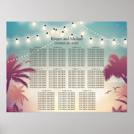 Palm Beach String Lights Hochzeitsskizze Poster