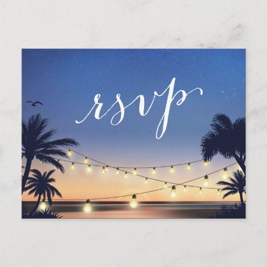 Palm Beach String Lights Summer Sunset UAWG Reply Einladungspostkarte (Vorderseite)