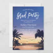 Palm Beach Sunset String Lights Graduation Party Einladung (Vorderseite)