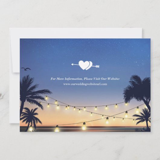 Palm Beach Sunset String Lights Save the Date (Rückseite)