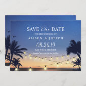 Palm Beach Sunset String Lights Save the Date (Vorne/Hinten)